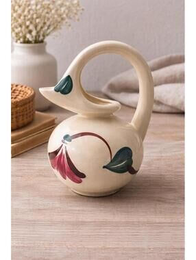 Vintage MCM Purinton Pottery Ivy Red Blossom Honeypot Handpainted Jug